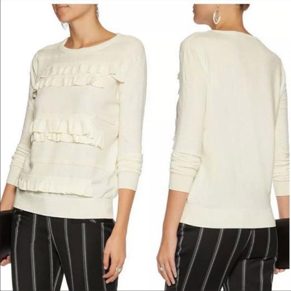 Diane von Furstenberg Benni Ruffled Merino Pullover Sweater